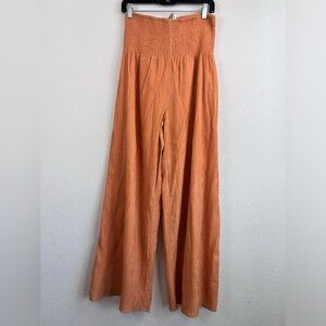 NWT: DO + BE Smocked Waistband Wide Leg Bottom Pants in Light Orange Size Large